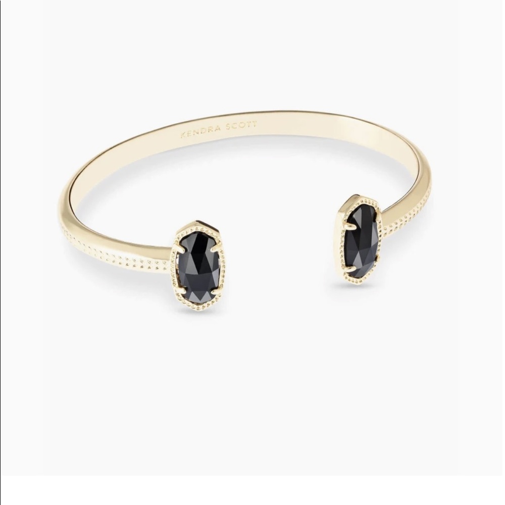 Kendra Scott Elton Gold Cuff Bracelet in Black Opaque Glass